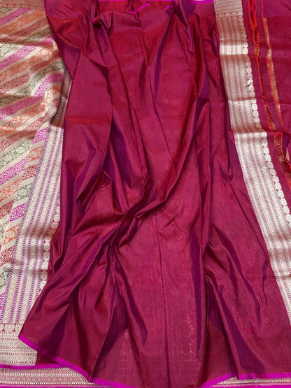 Reddish Pink Handwoven Pure Banarasi Brocade Saree
