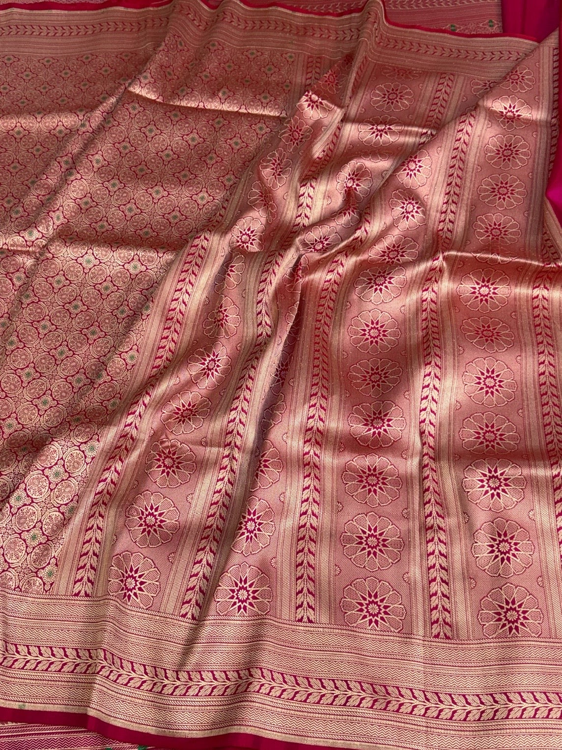 Rani Pink Banarasi Minakari Pure Katan Silk Brocade Saree