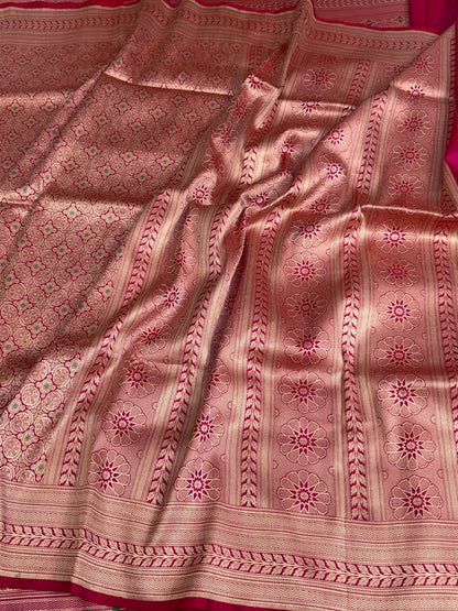 Rani Pink Banarasi Minakari Pure Katan Silk Brocade Saree