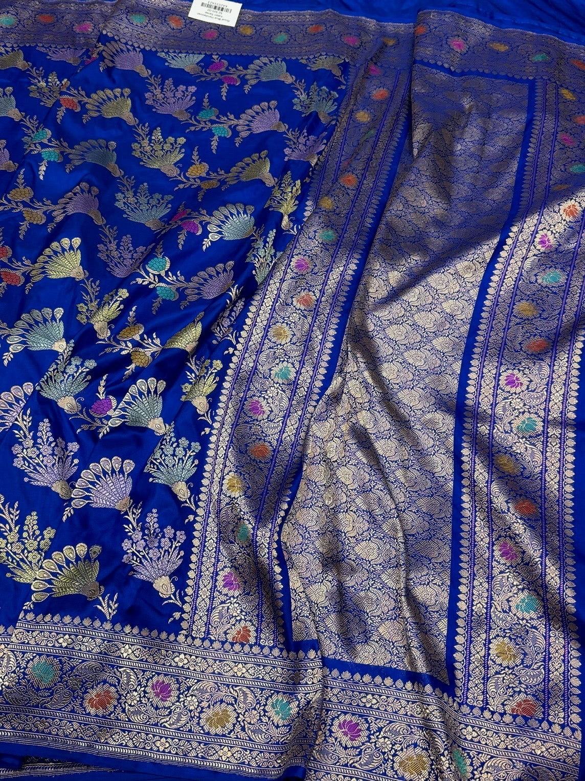 Royal Blue Handwoven Pure Banarasi Silk Saree in Kadwa Weave
