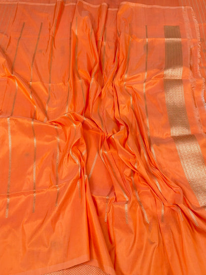 Peach Handwoven Banarasi Pure Katan Silk Saree