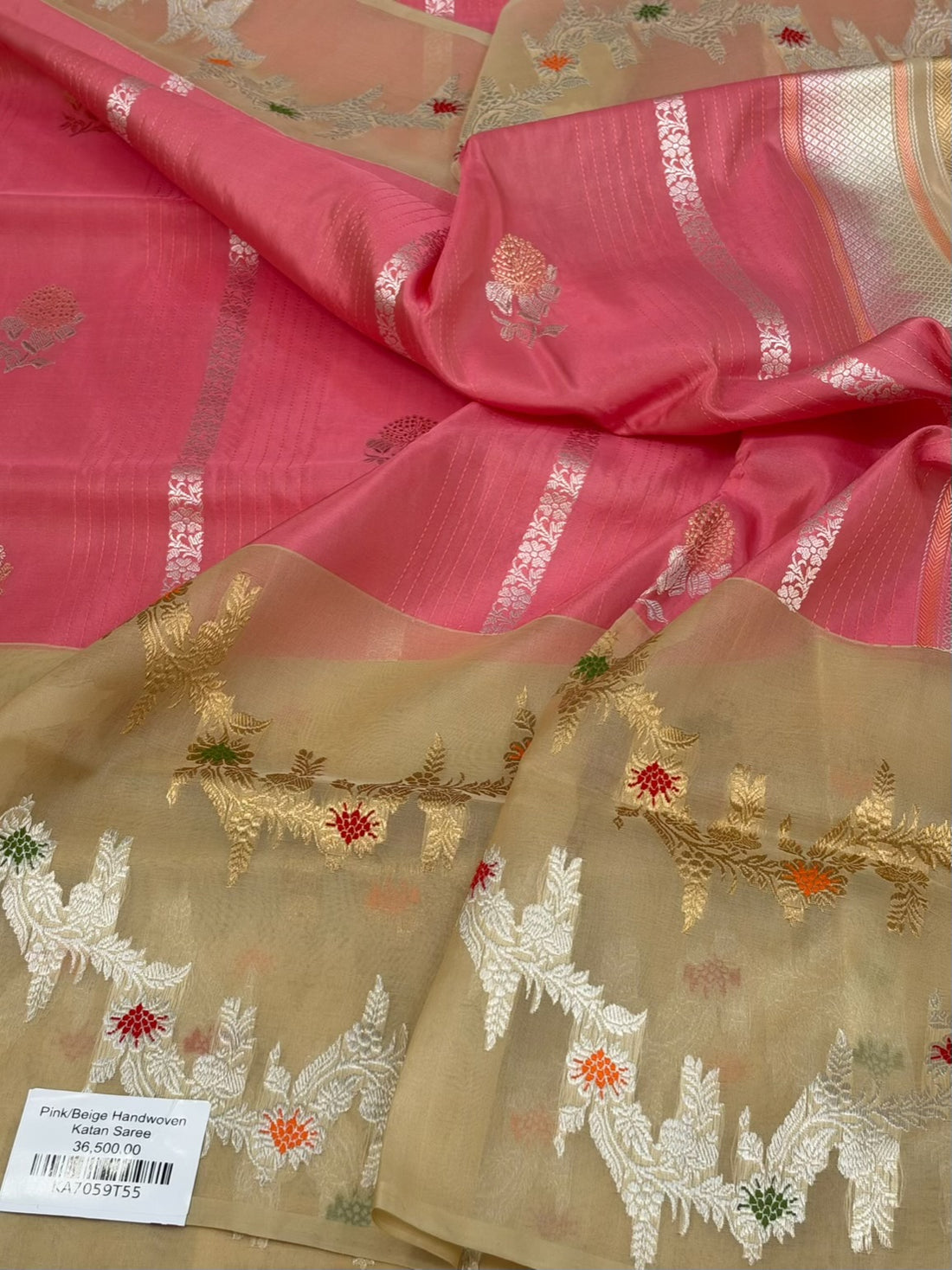Peach Pink Banarasi Pure Katan Silk Saree | Pure Silk |