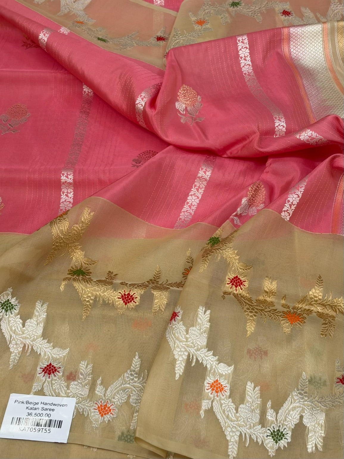Peach Pink Banarasi Pure Katan Silk Saree | Pure Silk |