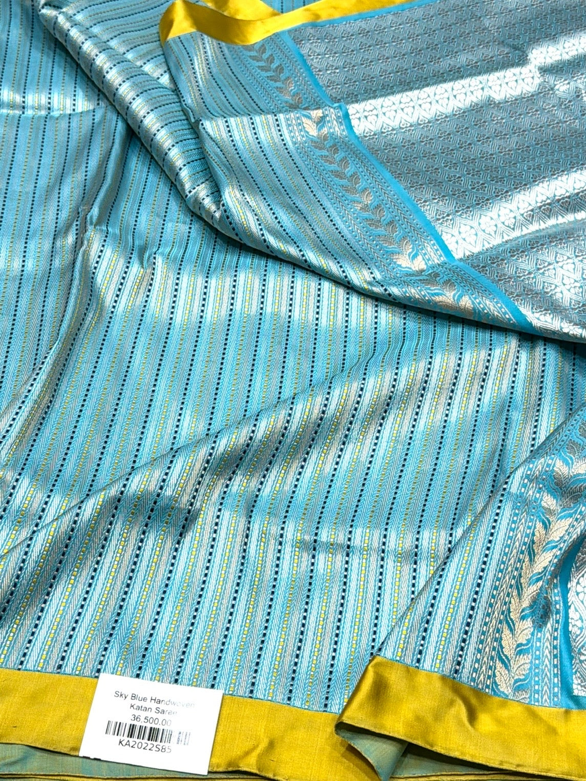 Sky Blue Handwoven Pure Banarasi Silk Saree with Satin Border