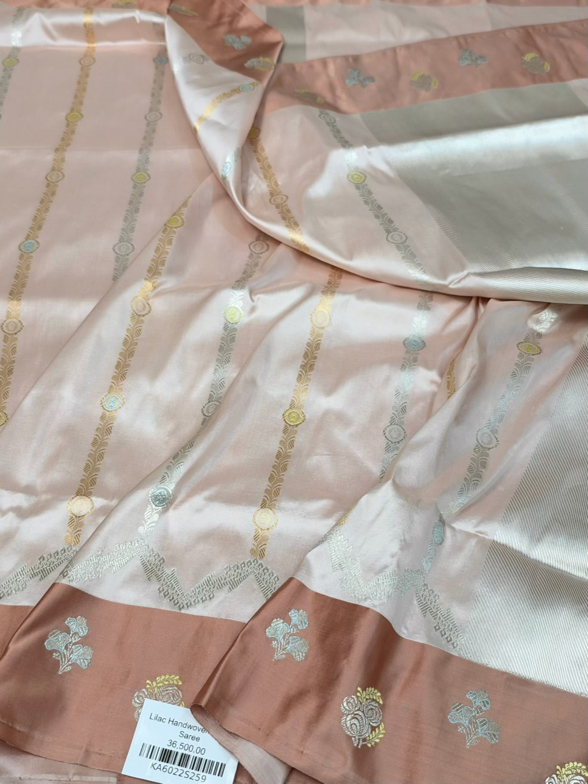 Baby Pink Handwoven Pure Banarasi Katan Silk Saree
