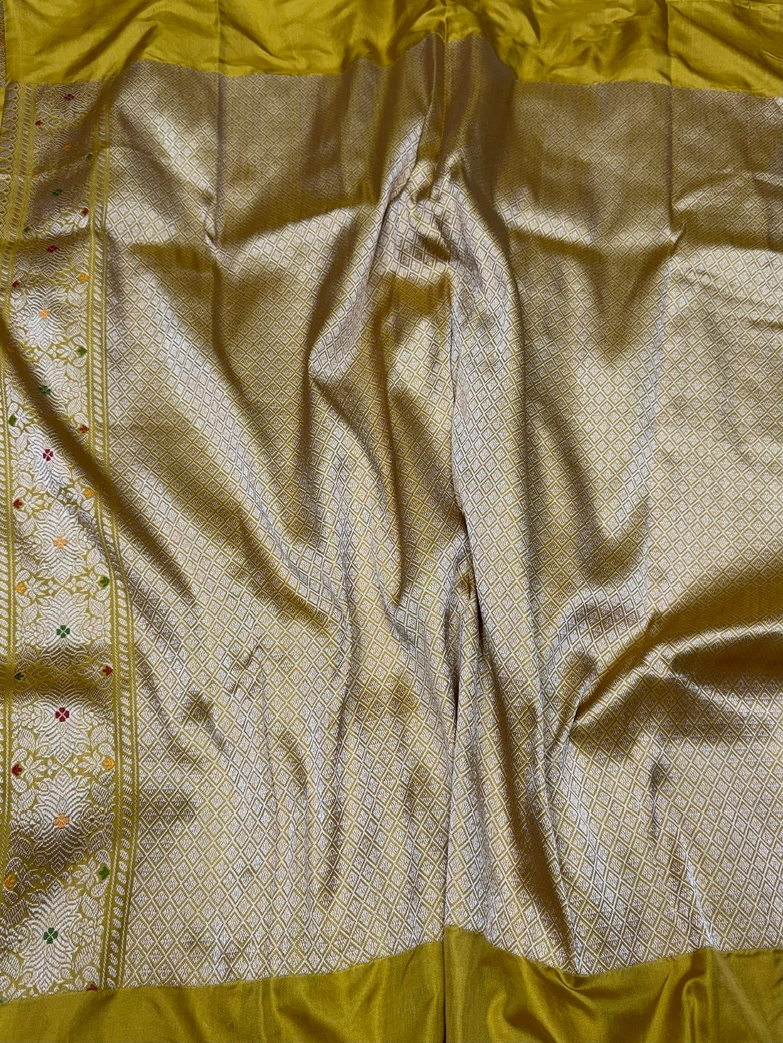 Mustard Yellow Handwoven Pure Banarasi Ektara Silk Saree