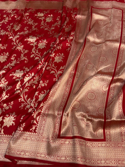 Red Banarasi Pure Katan Silk Saree