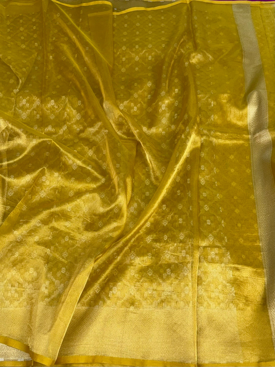 Gold Banarasi Pure Kora Tissue Silk Saree