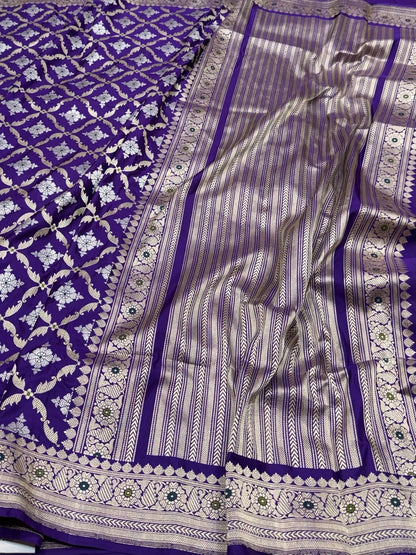 Purple Handwoven Banarasi Pure Katan Silk Saree