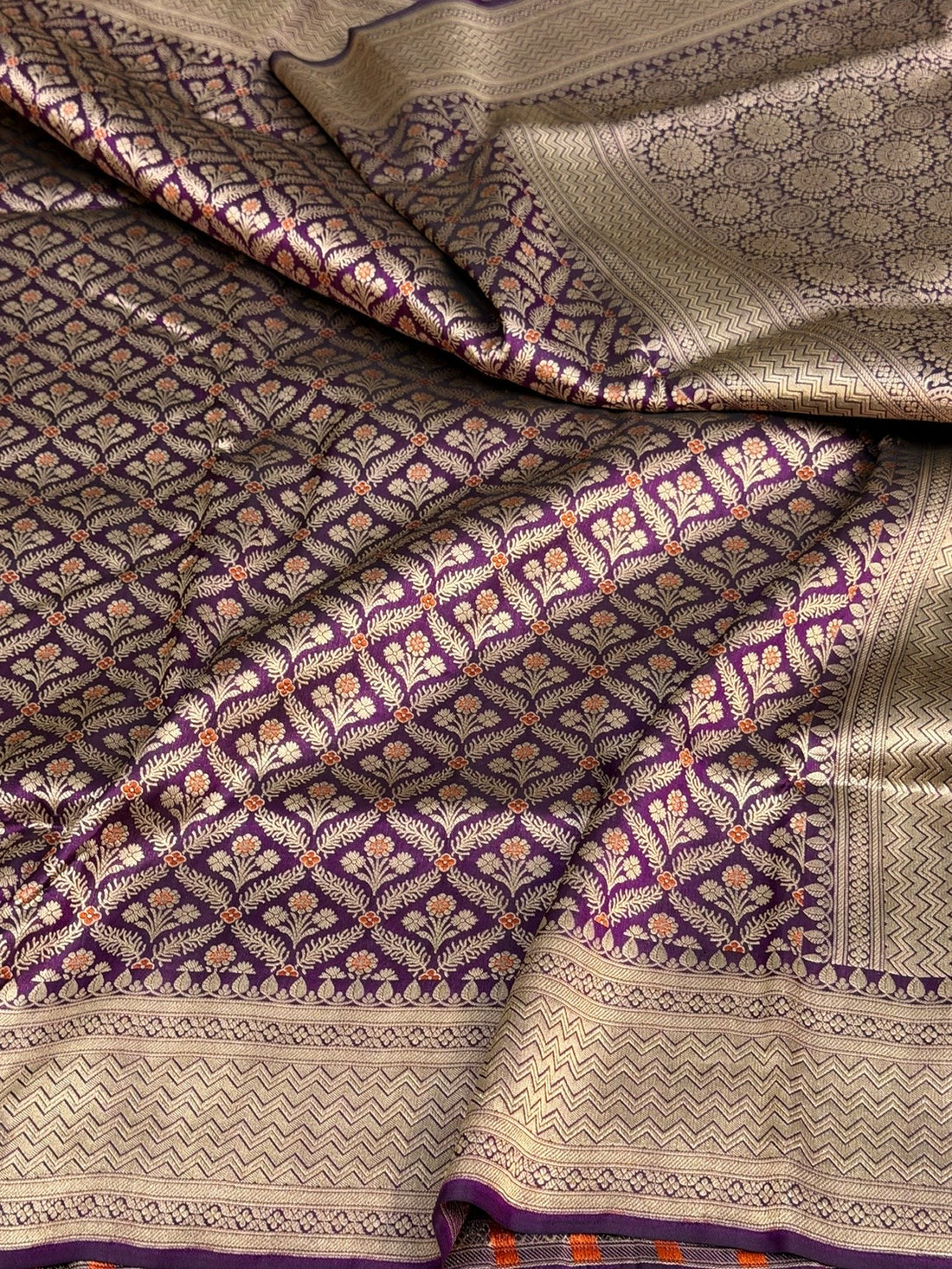 Magenta Minakari Banarasi Pure Katan Silk Brocade Saree