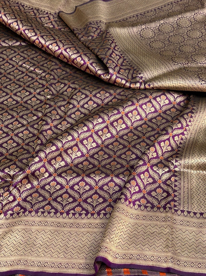 Magenta Minakari Banarasi Pure Katan Silk Brocade Saree
