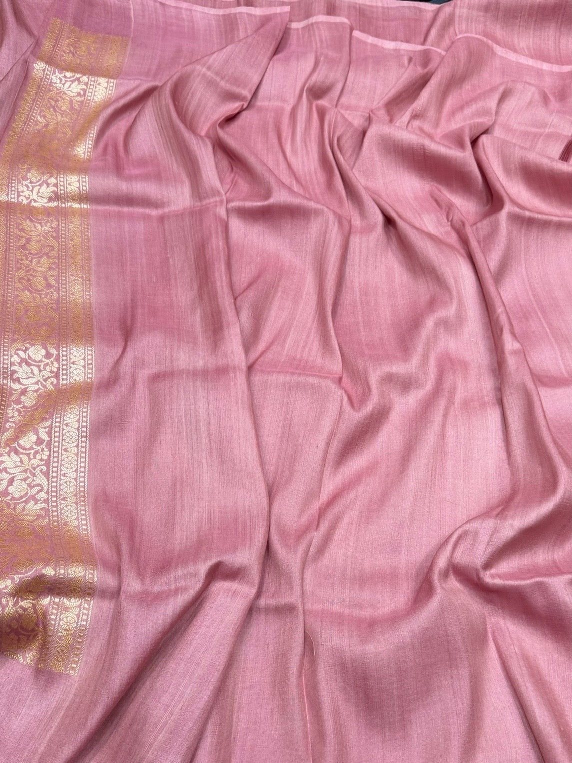 Lilac handwoven Pure Tussar Georgette Saree