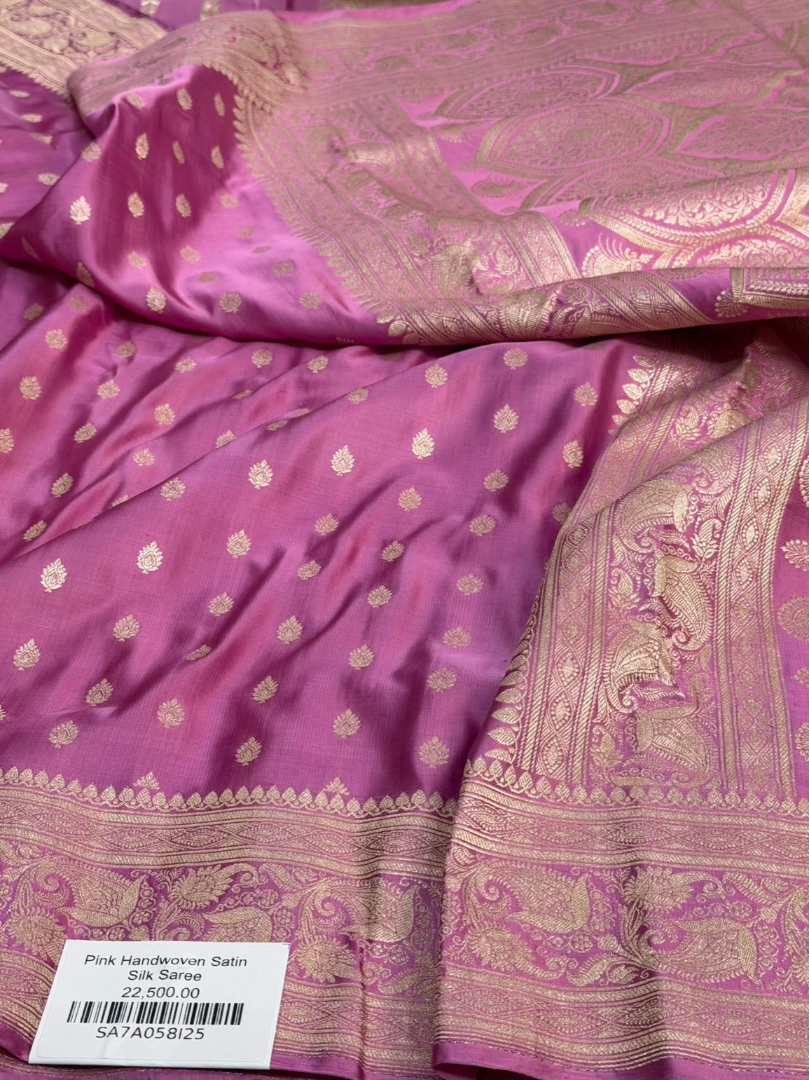 Gajiri Pink Handwoven Vintage Pure Banarasi Satin Silk Saree