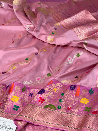 Gajiri Pink Handwoven Pure Banarasi Ektara Silk Saree