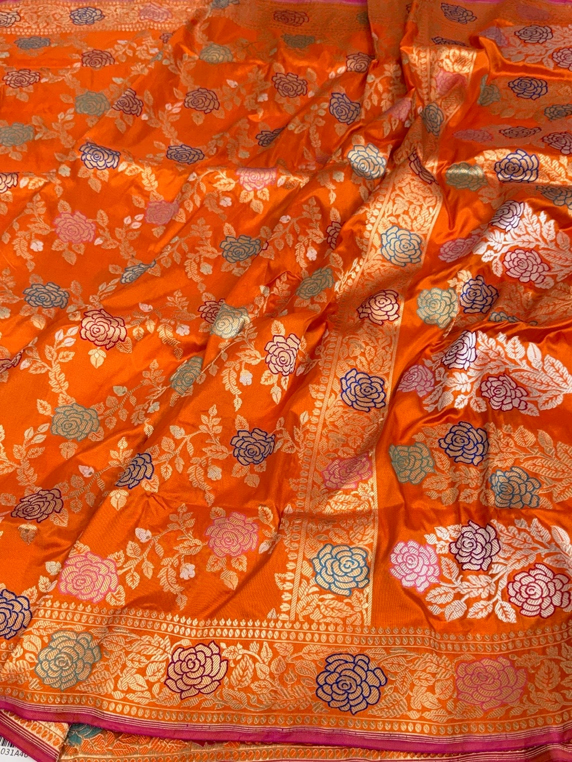 Orange Handwoven Pure Banarasi Katan Silk Saree