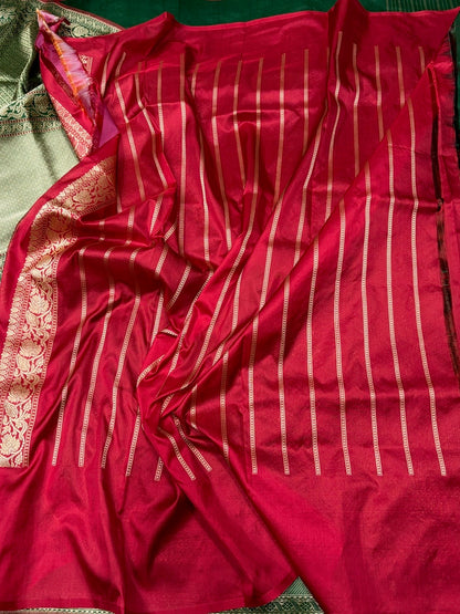 Bottle Green Handwoven Pure Banarasi Silk Brocade Saree