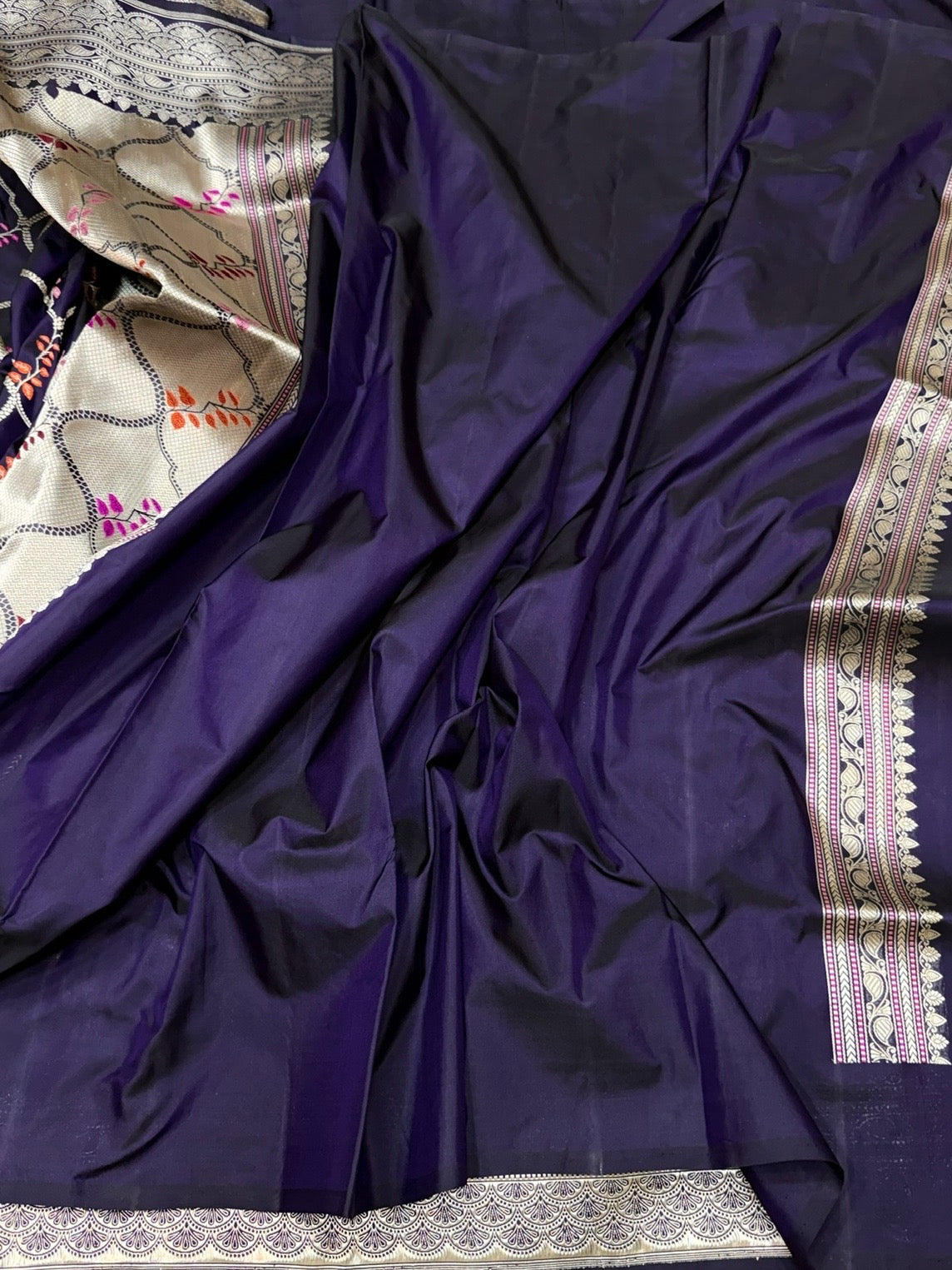 Purple Handwoven Pure Banarasi Silk Saree