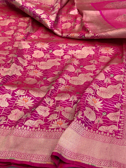 Banarasi Minakari Pure Silk Brocade Saree – Katan Silk with Intricate Minakari &amp; Rich Brocade Weave