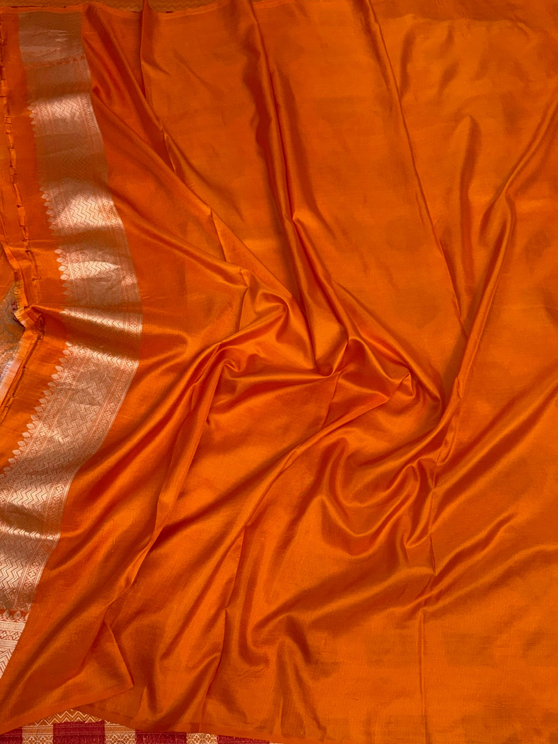 Orange Banarasi Minakari Pure Katan Silk Brocade Saree