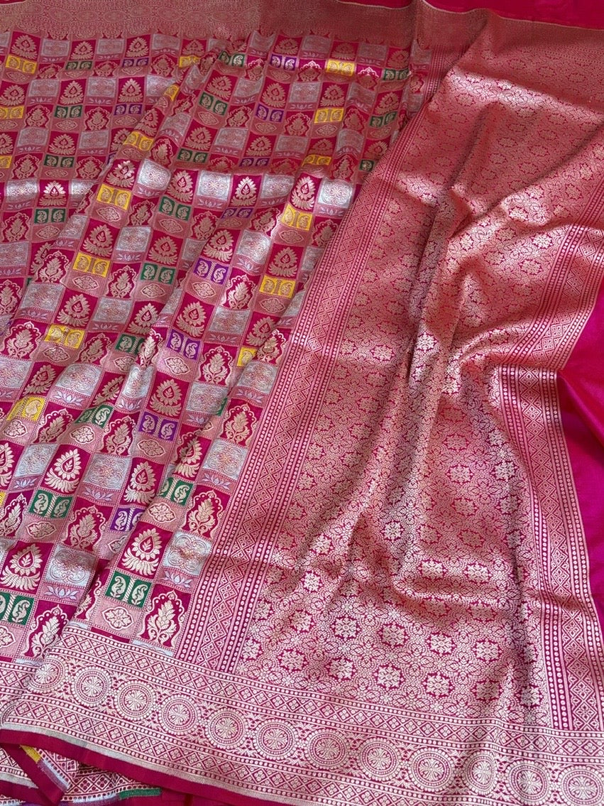 Rani Pink Rangkaat Pure Banarasi Katan Silk Saree