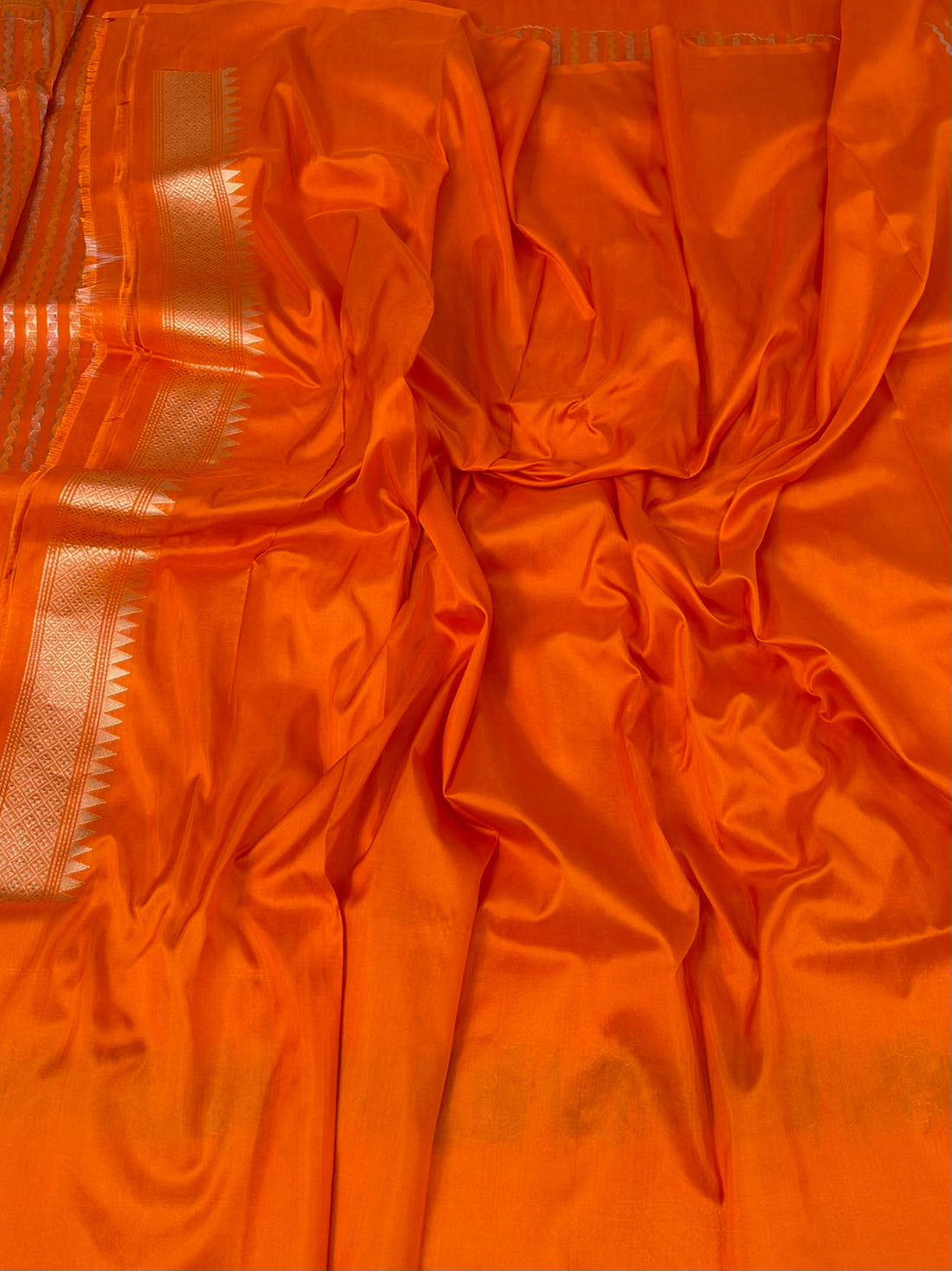 Orange  Handwoven Pure Katan Silk Banarasi Saree