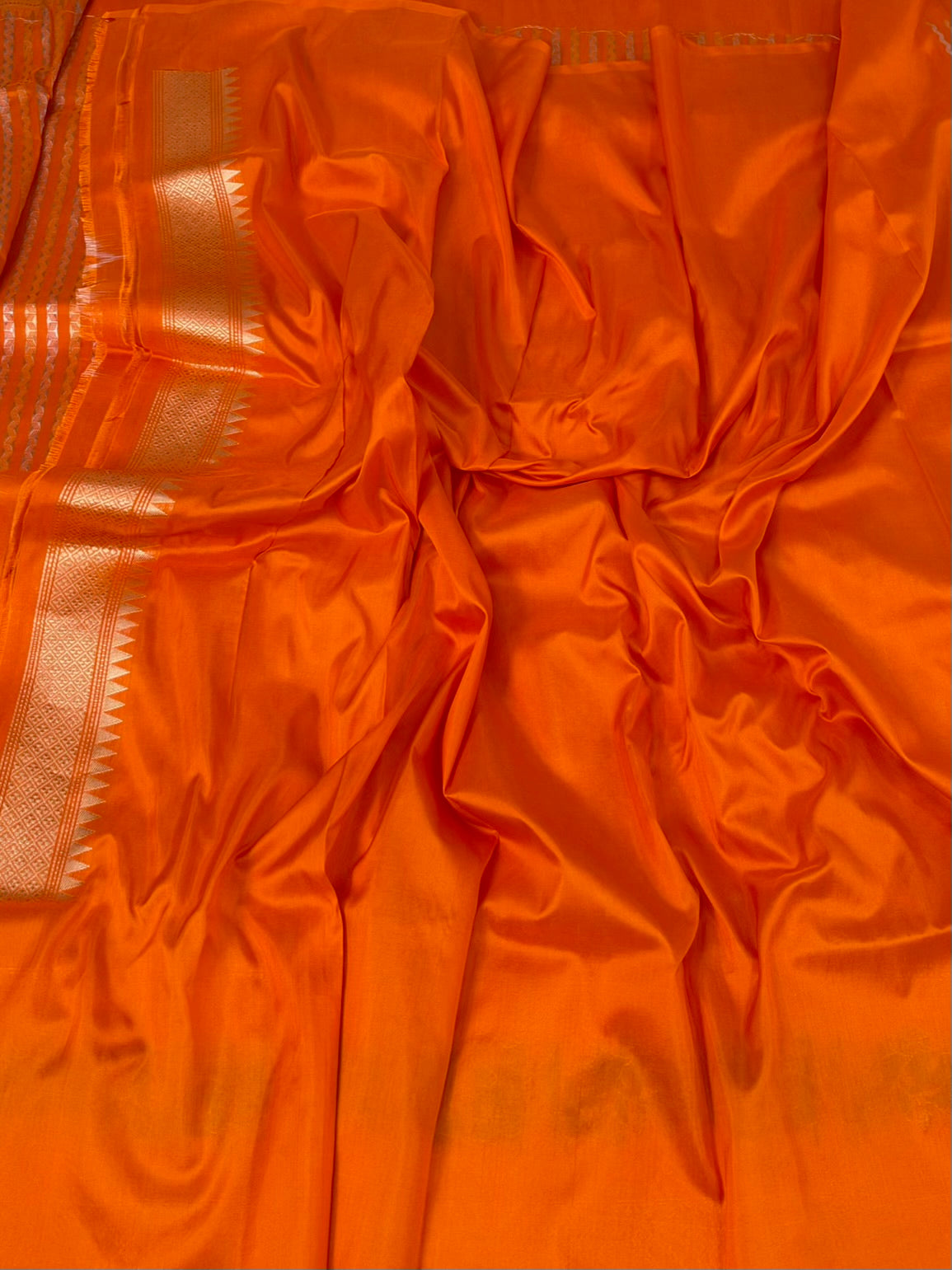 Orange  Handwoven Pure Katan Silk Banarasi Saree