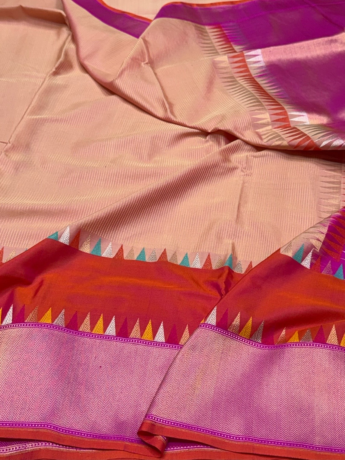 Peach Handwoven Pure Banarasi Katan Silk Saree