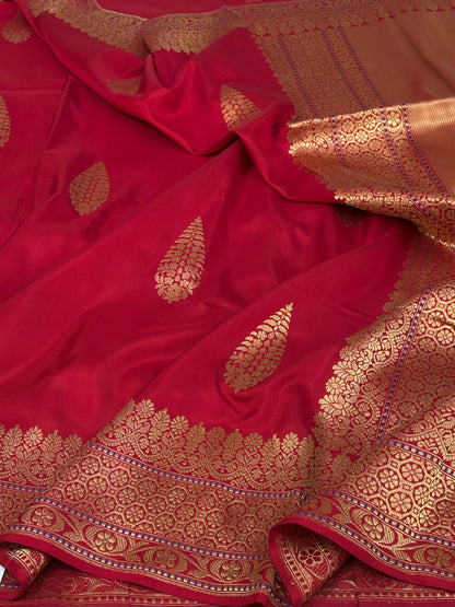 Red Handwoven Pure Banarasi Ektara Silk Saree
