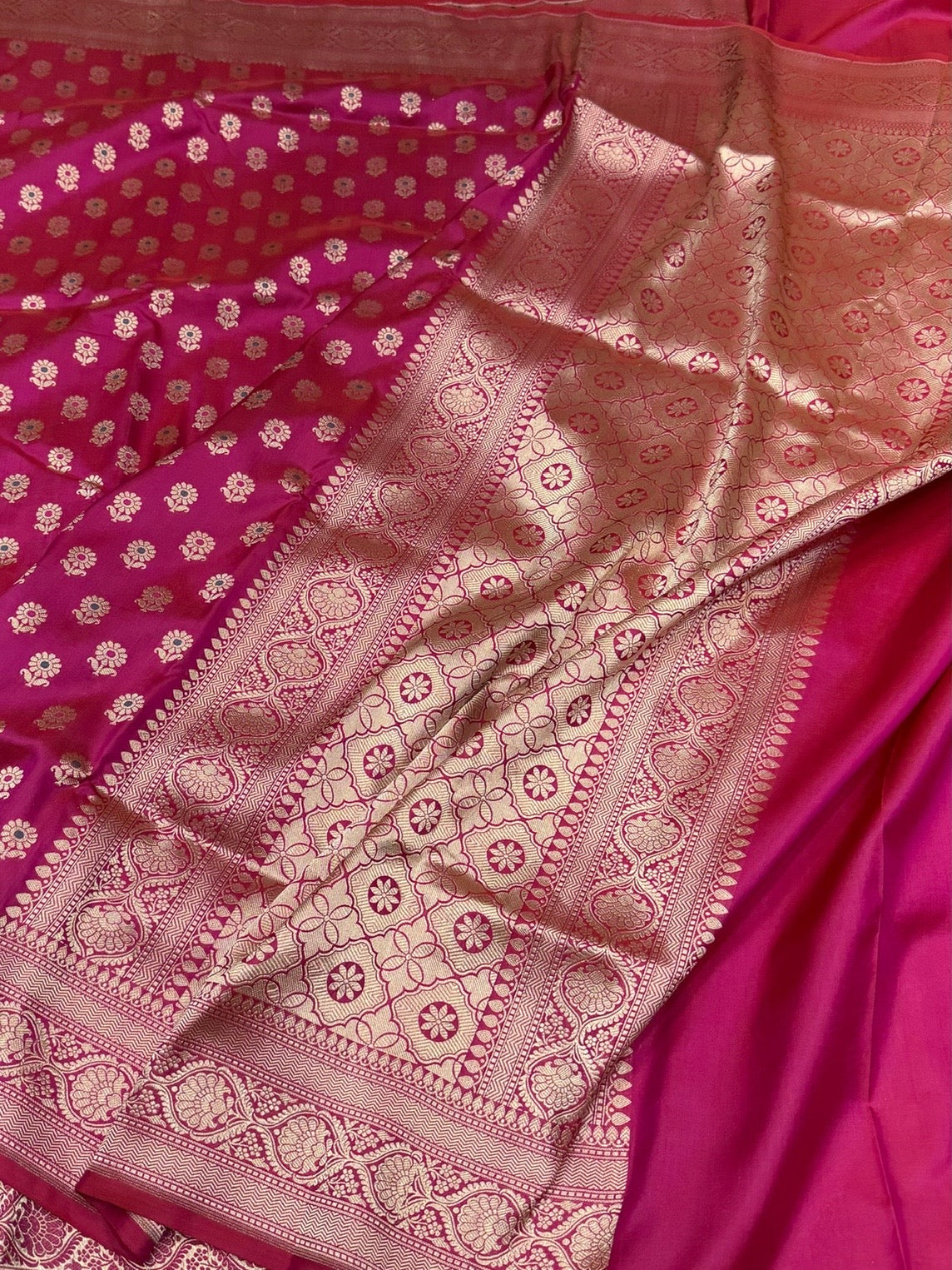 Rani Pink Banarasi Minakari Pure Katan Silk Saree