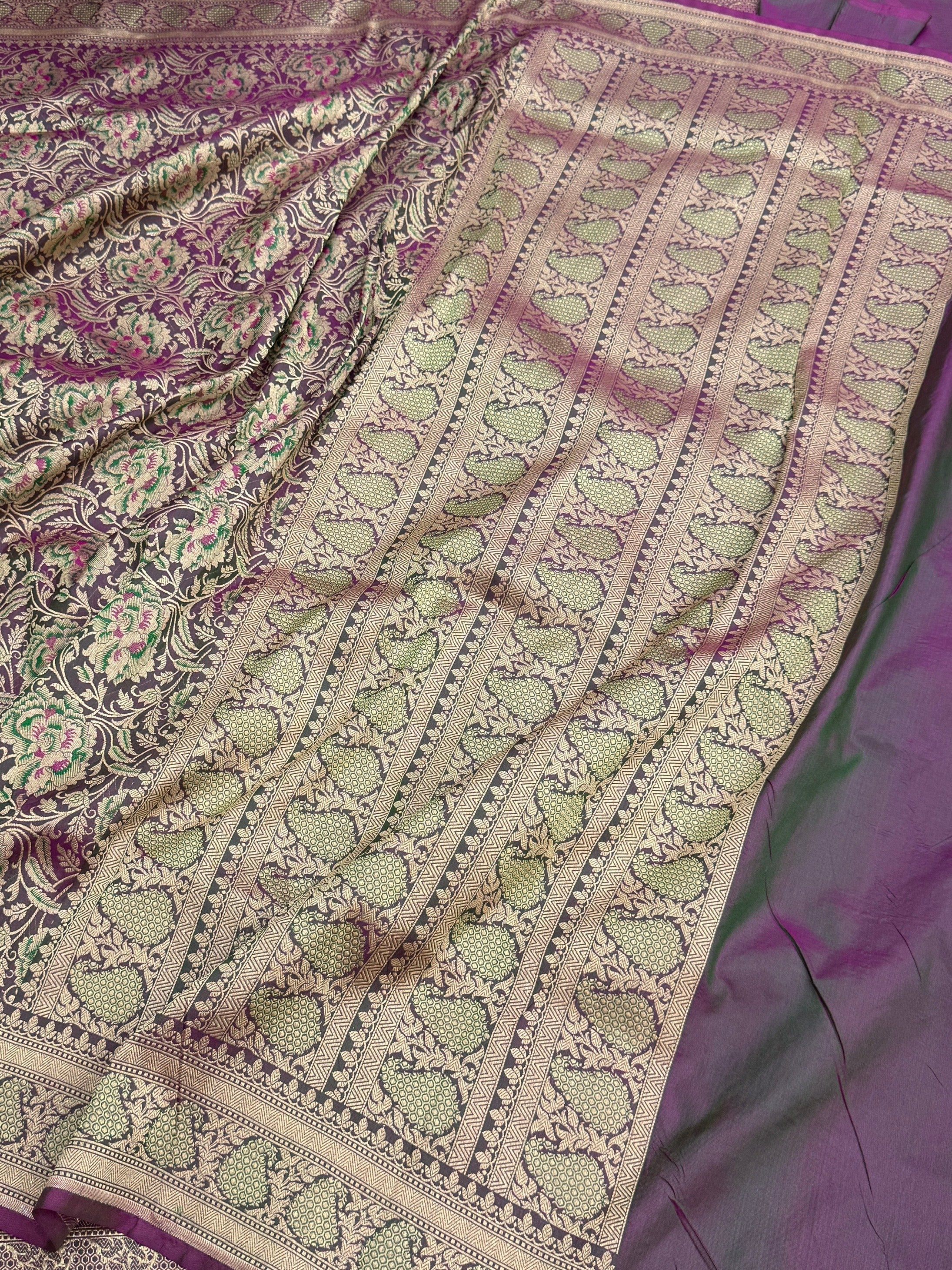 Banarasi Minakari Pure Silk Brocade Saree – Katan Silk with Intricate Minakari &amp; Rich Brocade Weave
