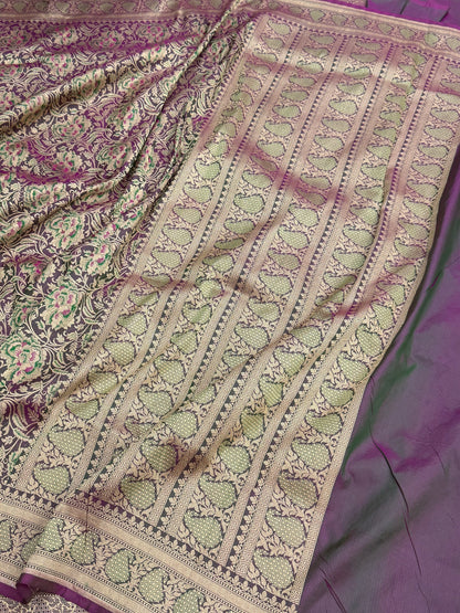 Banarasi Minakari Pure Silk Brocade Saree – Katan Silk with Intricate Minakari &amp; Rich Brocade Weave