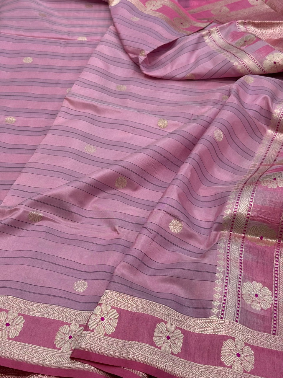 Handwoven Pure Kora Katan Silk Saree