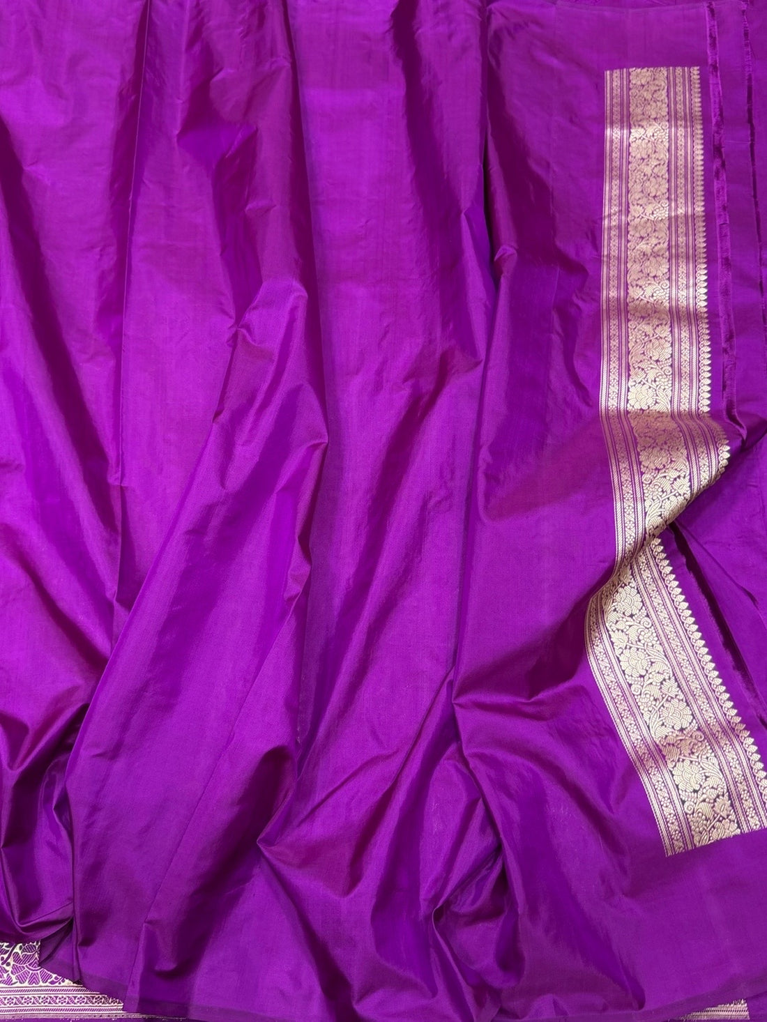 Purple Handwoven Pure Banarasi Silk Saree – Kadwa Weave in 100% Katan Mulberry Silk