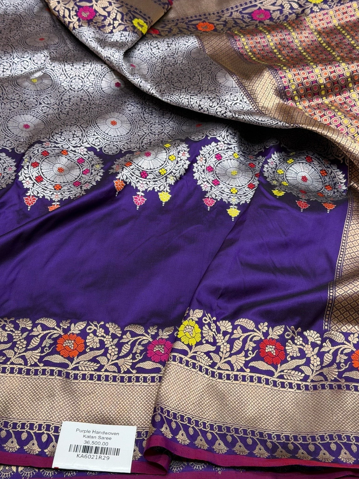 Purple Handwoven Pure Banarasi Silk Saree | Pure Katan Silk