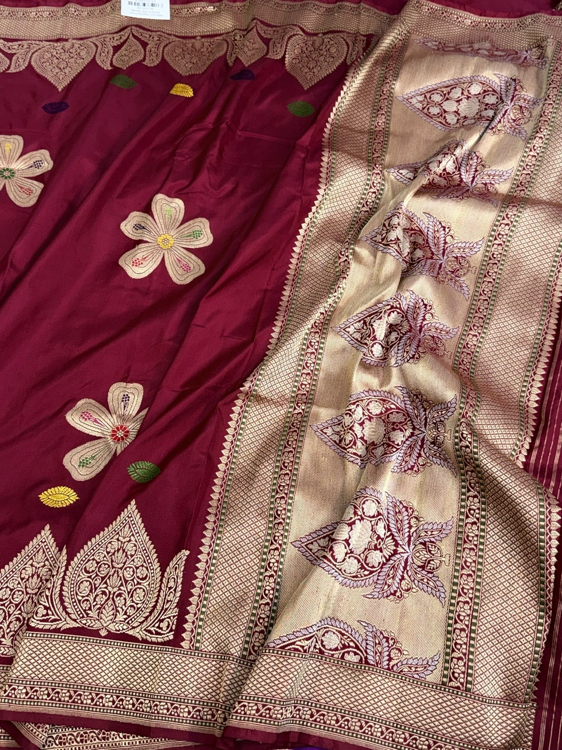 Maroon Handwoven Pure Banarasi Ektara Silk Saree