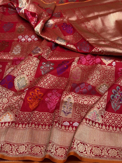 Red Handwoven Pure Banarasi Silk Saree
