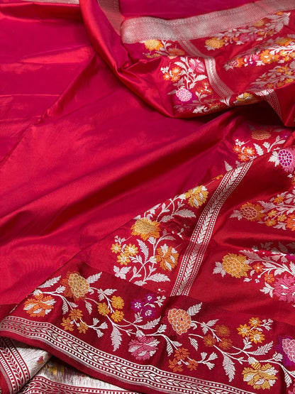 Red Handwoven Pure Banarasi Silk Saree