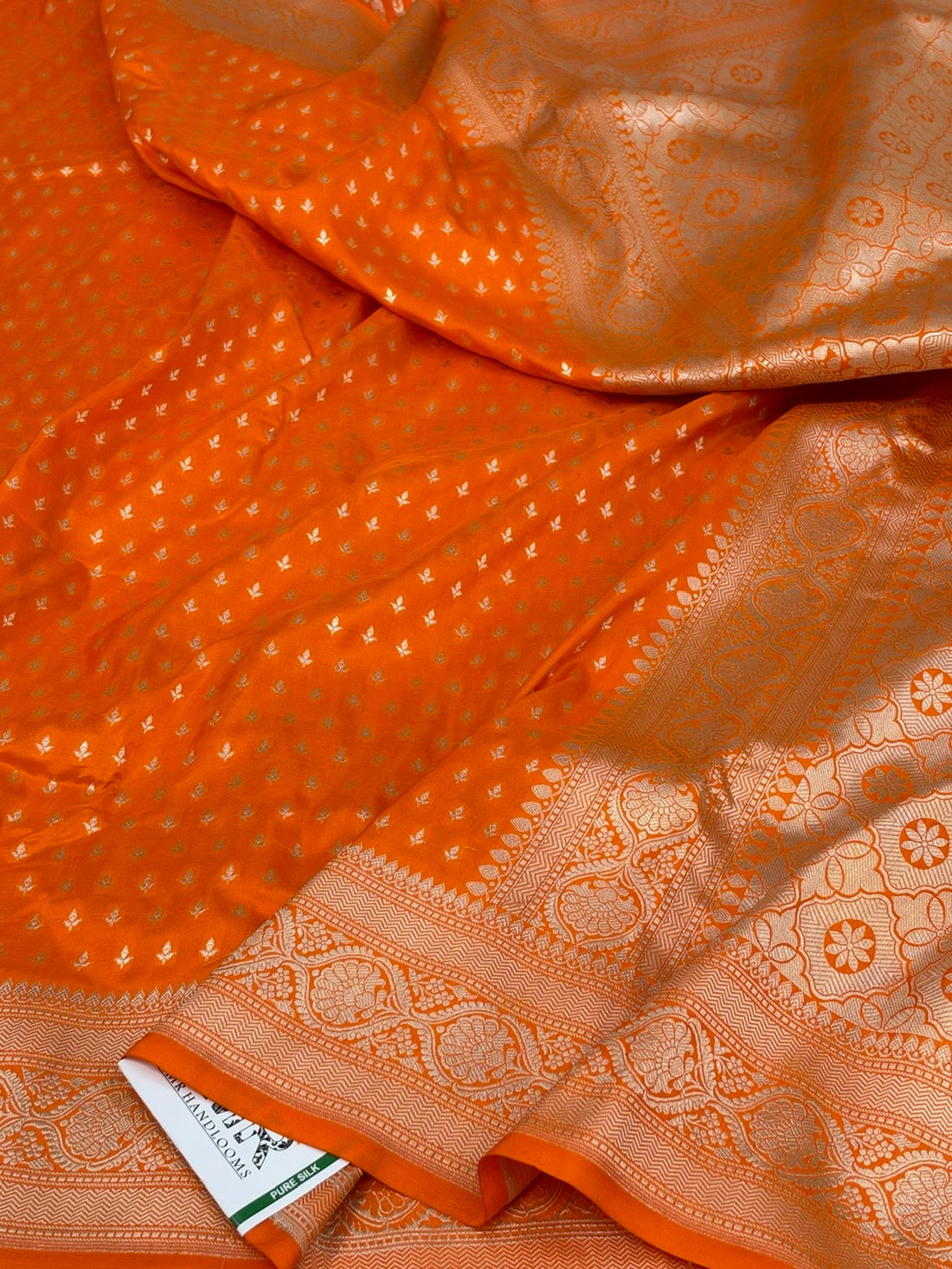 Orange Banarasi Pure Katan Silk Saree