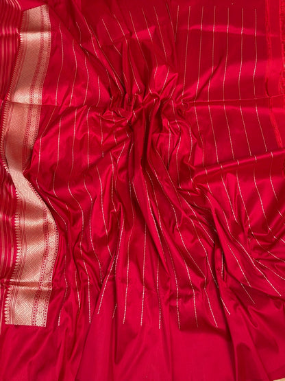 Red Handwoven Pure Banarasi Rangkaat Silk Saree