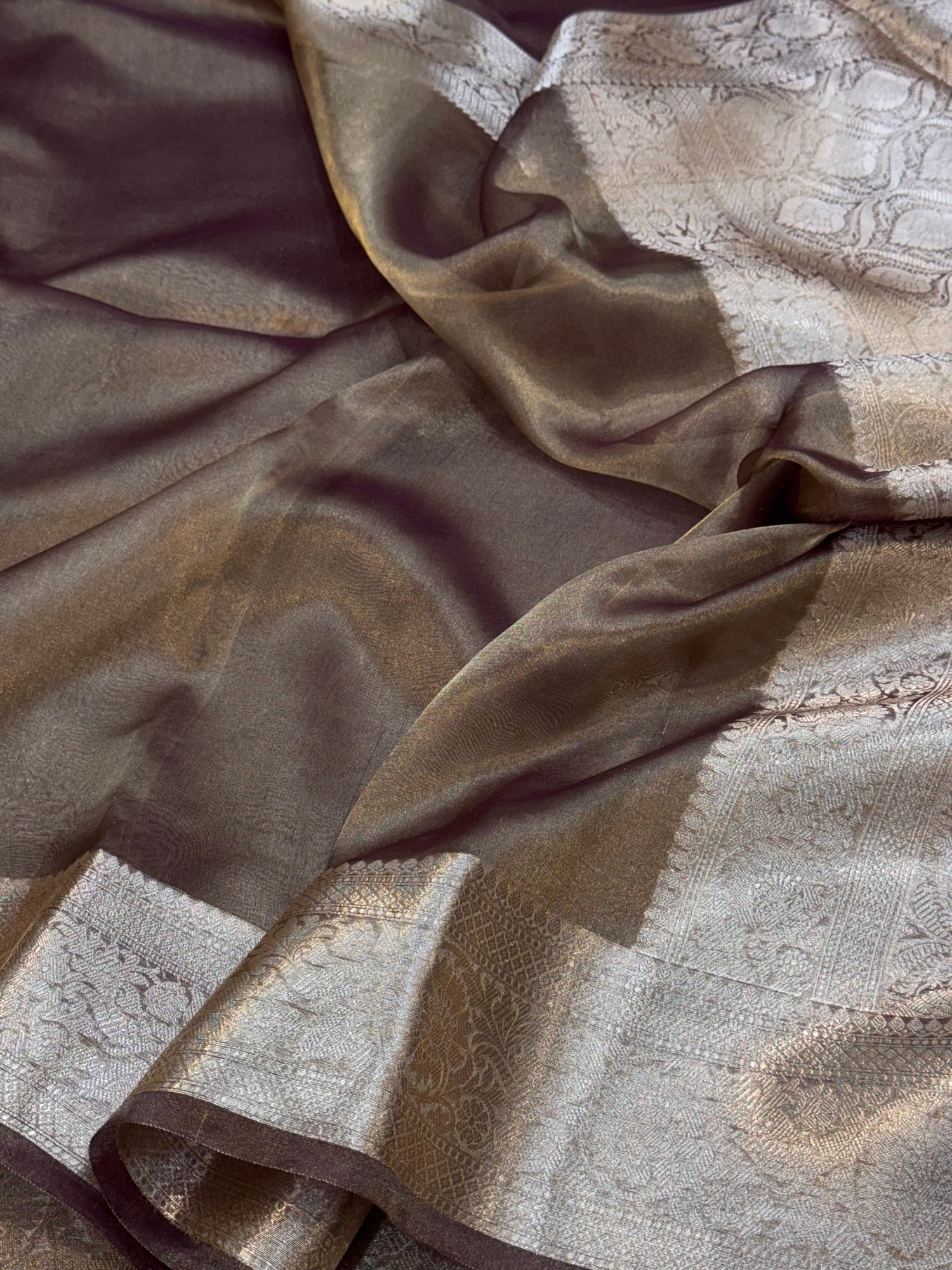 Brown Pure Tissue Saree