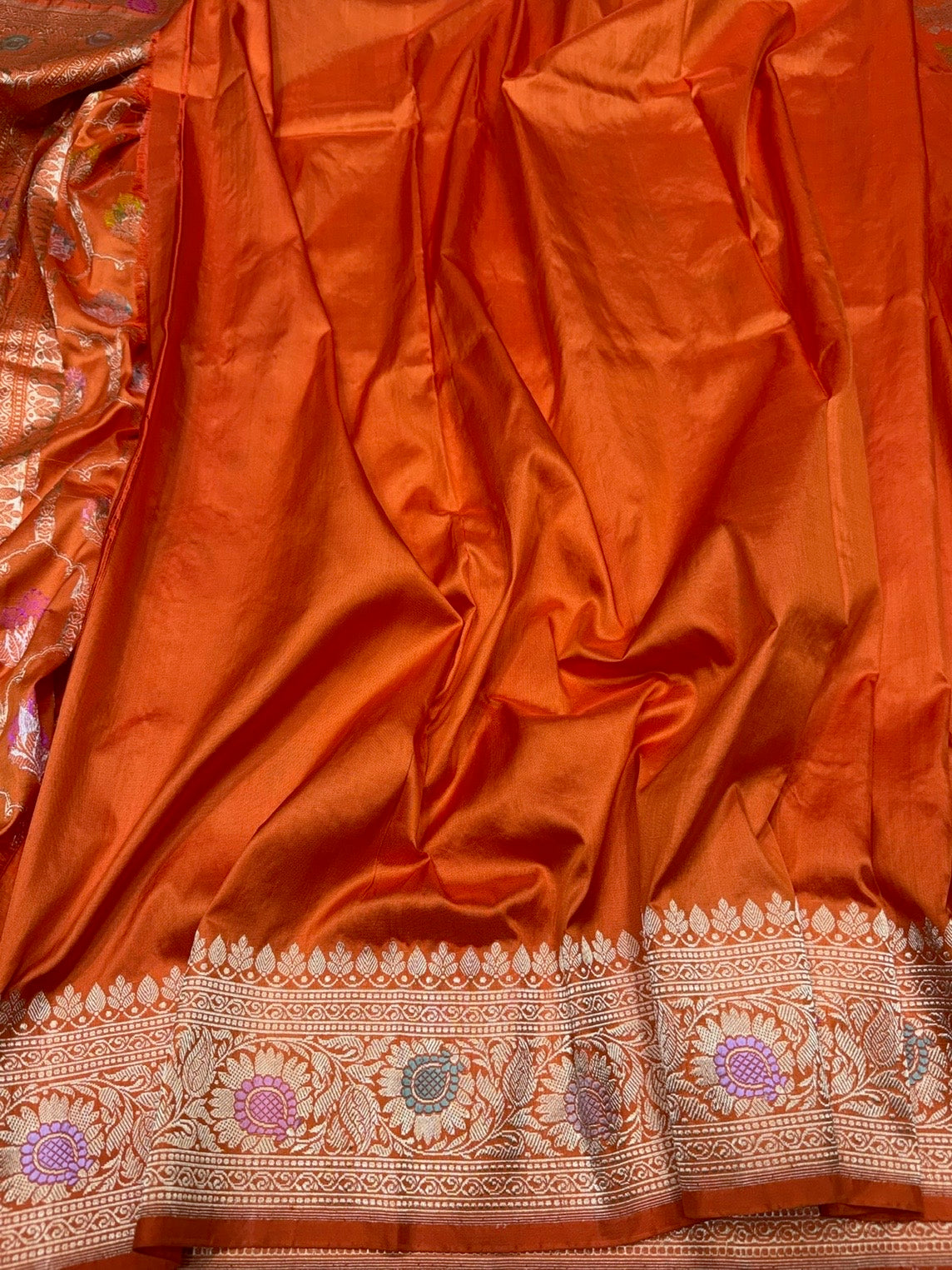 Orange Handwoven Pure Banarasi Silk Saree