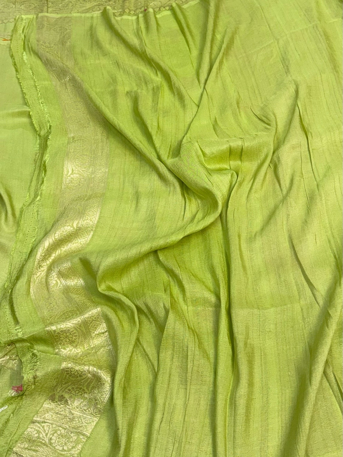 Pista Green Banarasi Pure Tussar Georgette Saree