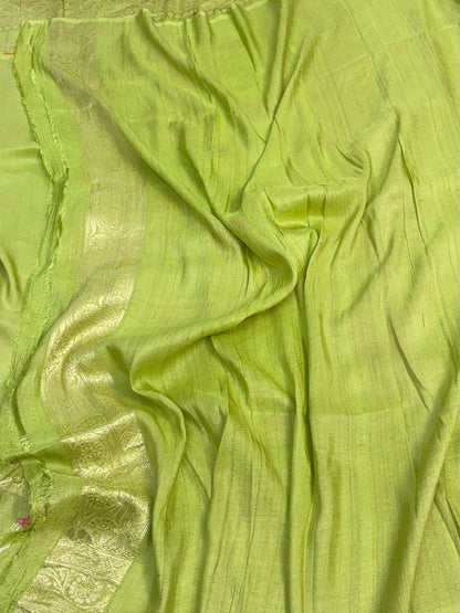Pista Green Banarasi Pure Tussar Georgette Saree