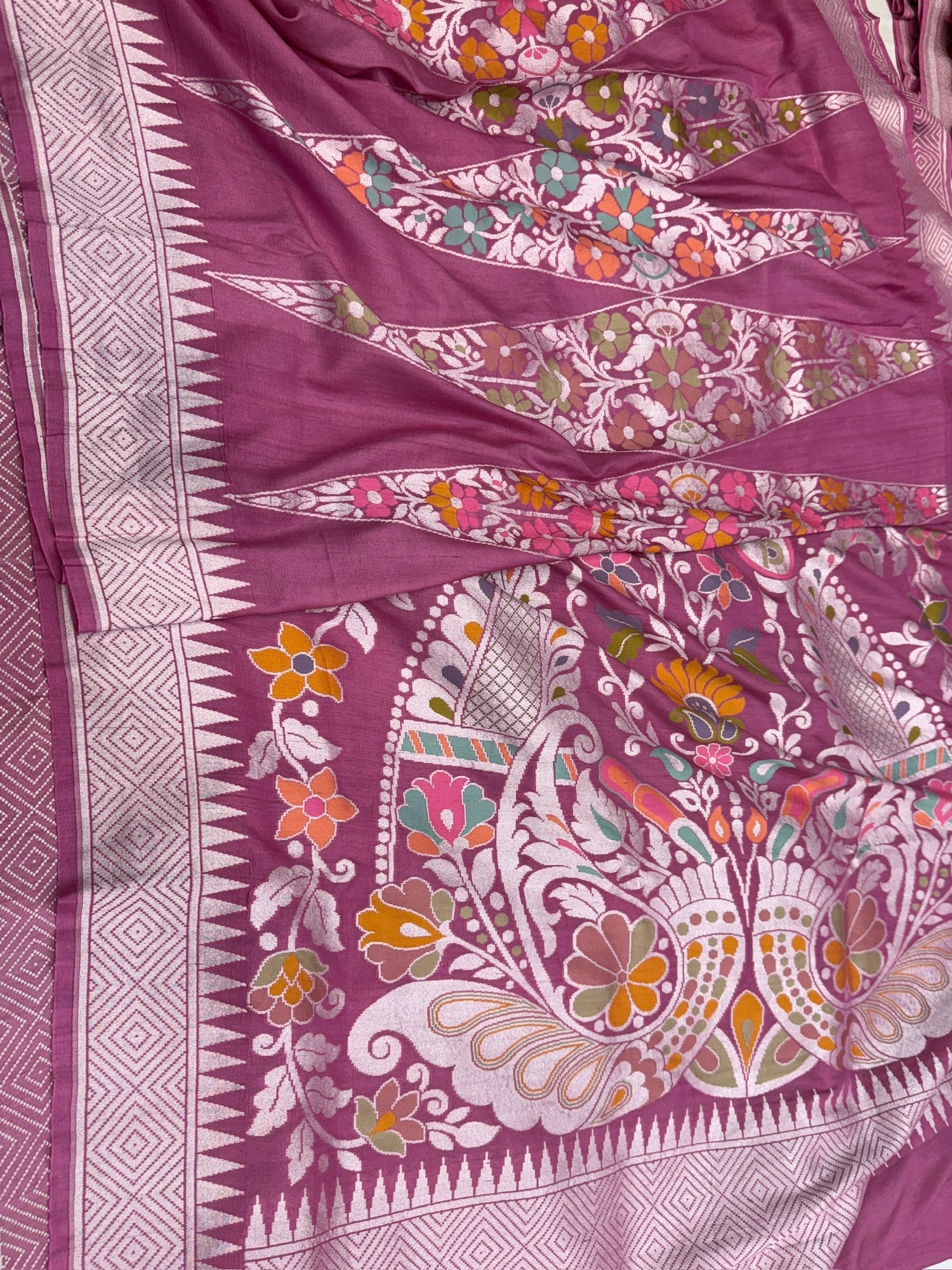 Gajiri Pink Banarasi Pure Tussar Georgette Saree