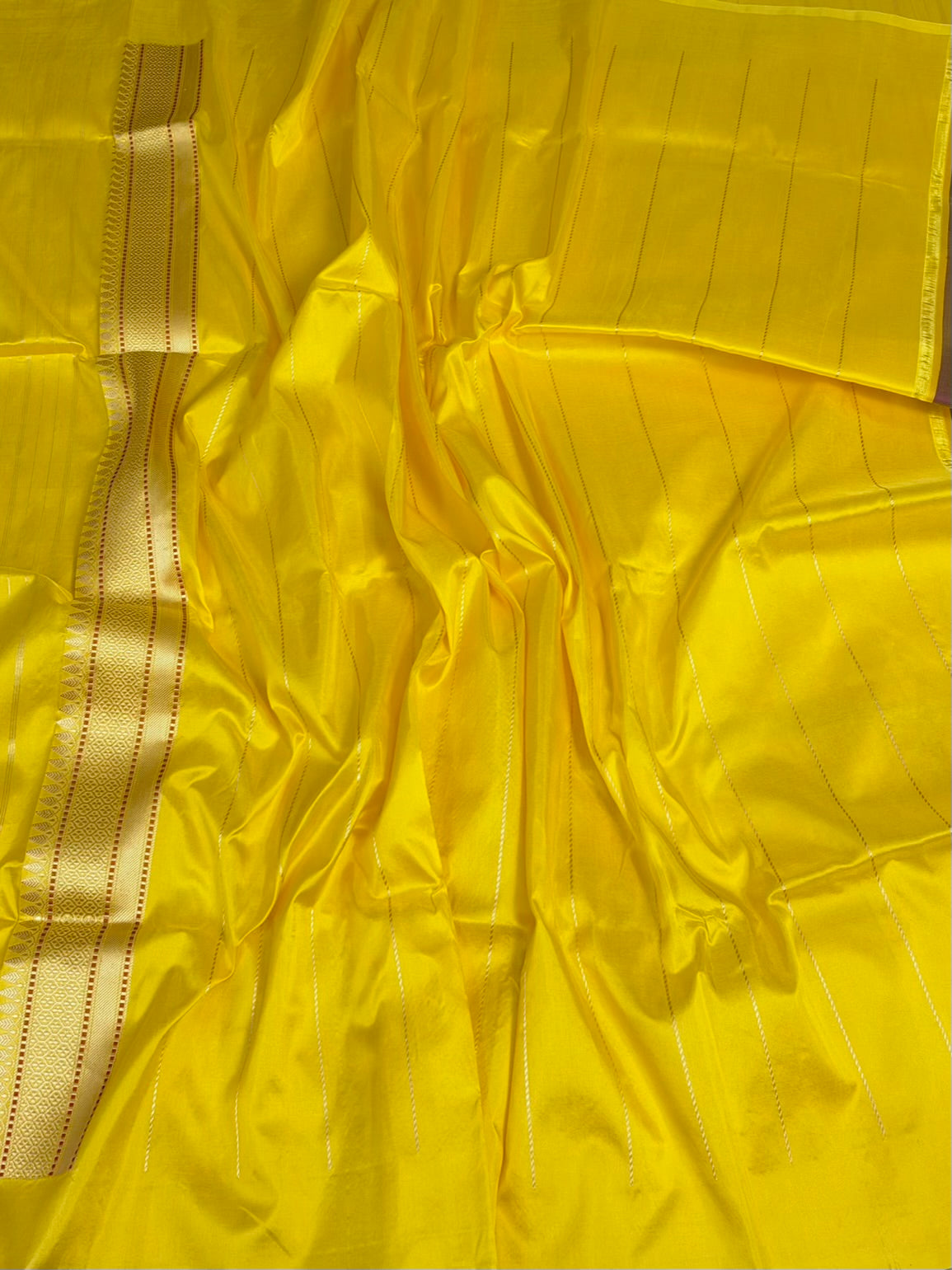 Yellow Handwoven Pure Banarasi Katan Silk Saree