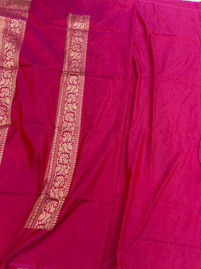 Rani Pink Handwoven Pure Banarasi Rangkaat Silk Saree