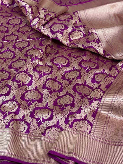 Majenta Pink Handwoven Pure Banarasi Katan Silk Saree