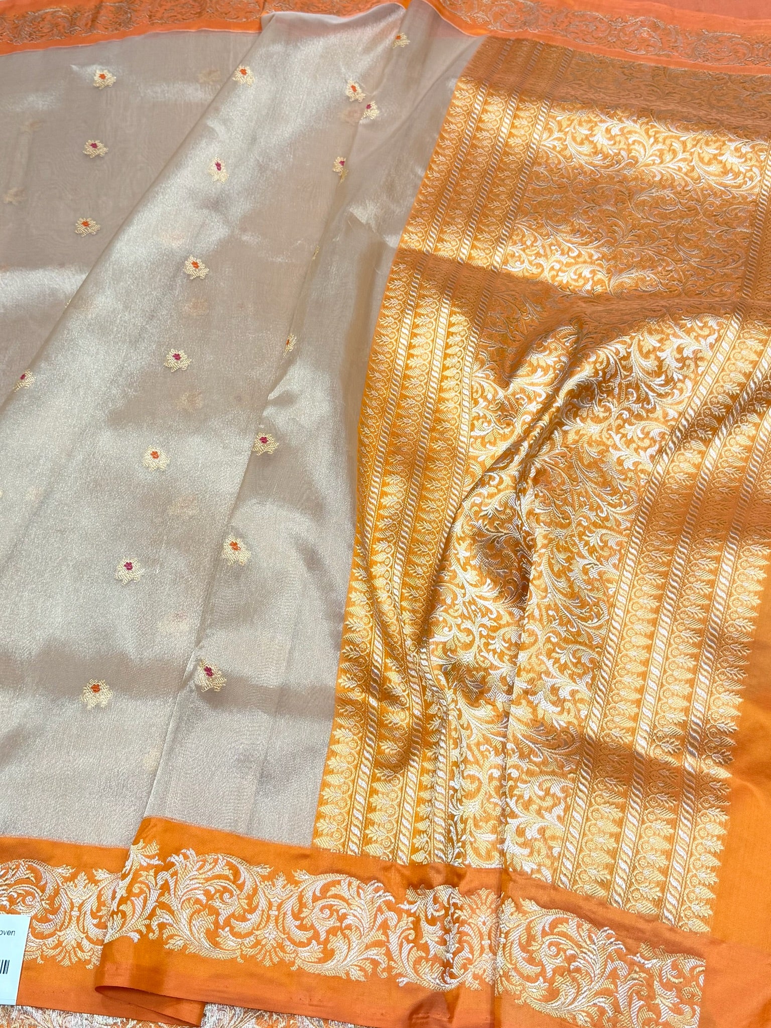Rose Gold Handwoven Banarasi Pure Tissue Saree
