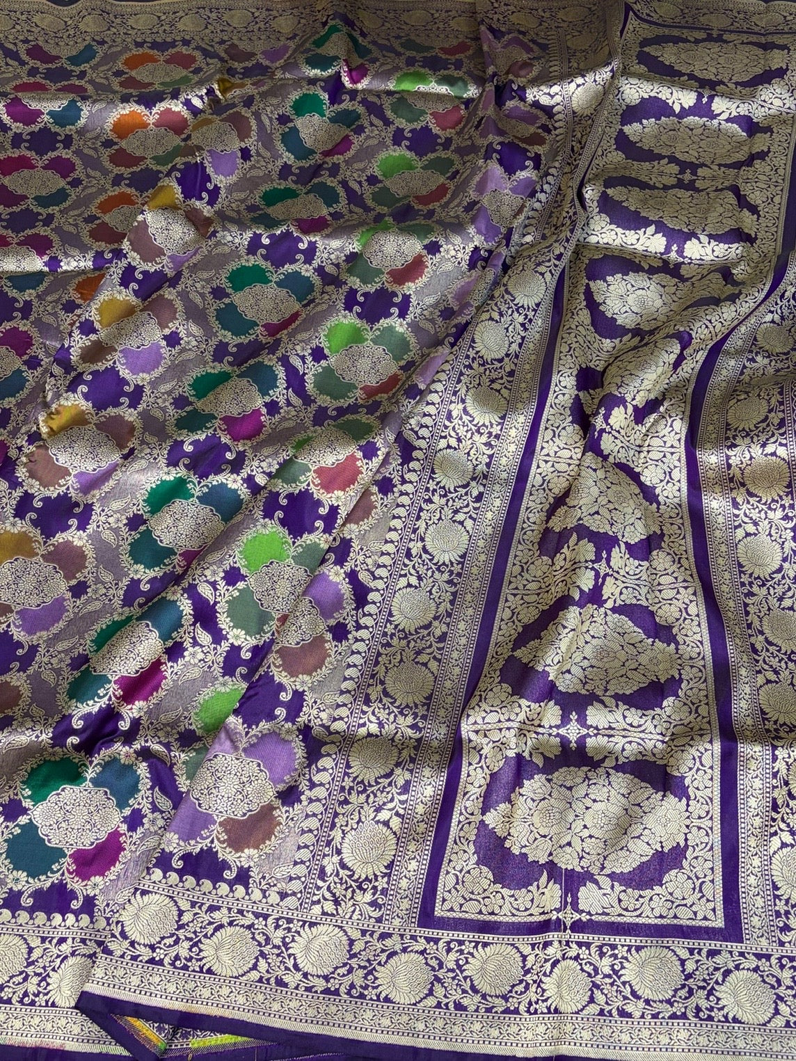 Purple Rangkaat Banarasi Pure Katan Silk Saree