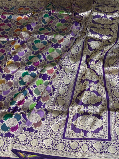 Purple Rangkaat Banarasi Pure Katan Silk Saree